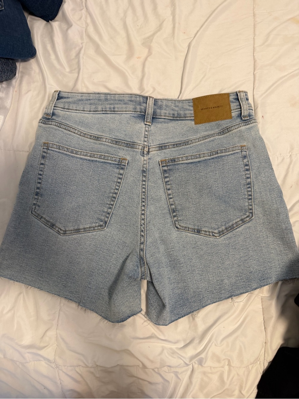 H&M Hennessy & Mauritz Light Blue High-Rise Denim Shorts